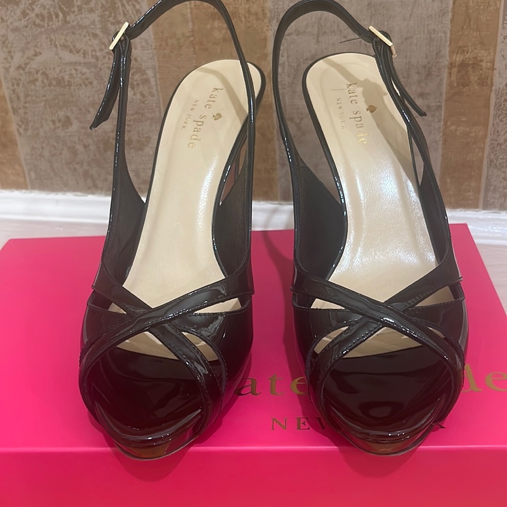 Kate Spade 6 1/2 patent leather platform Slingbacks